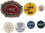 EISENHOWER RELATED GROUP OF 6 BUTTONS AND WOVEN BADGE.