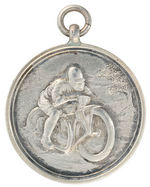 MAN ON SPEEDING MOTORCYCLE "THOMPSON CUP TRIAL 1928" SILVER MEDAL.