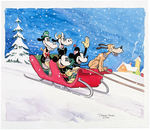 DISNEY COMIC BOOK ARTIST PATRICK BLOCK CHRISTMAS THEME ORIGINAL PAINTING.