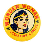 HIGH GRADE EXAMPLE OF COMIC BOOK PREMIUM BUTTON "WONDER WOMAN/SENSATION COMICS."