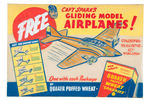 "CAP'T SPARKS GLIDING MODEL AIRPLANES!" ORIGINAL ART PROTOTYPE STORE SIGN.