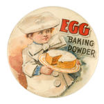 "EGG BAKING POWDER" MIRROR WITH  YOUNG BOY CHEF PRESENTING CAKE.