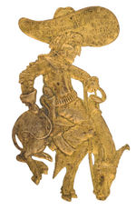 COWBOY ON BRONC LARGE EMBOSSED 1903 DENVER SHRINE BADGE.