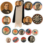 McKINLEY 1896 AND 1900 CAMPAIGN BUTTONS & LAPEL STUDS PLUS ONE RARE 1901 MEMORIAL.