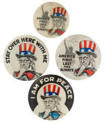 UNCLE SAM FOUR OUTSTANDING ISOLATIONIST THEME PRE-WWII BUTTONS.