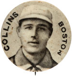 JIMMY COLLINS EARLIEST BASEBALL COLLECTIBLE FOR HIM AND 1898 CAMEO PEPSIN GUM BUTTON.