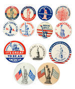 STATUE OF LIBERTY COLLECTION OF 13 WORLD WAR II ERA BUTTONS.