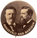 "ROOSEVELT AND BABCOCK" 1904 SCARCE COATTAIL JUGATE BUTTON.