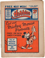 ENGLISH "HOBBIES" JANUARY, 1931 MAGAZINE WITH MICKEY MOUSE COVER.