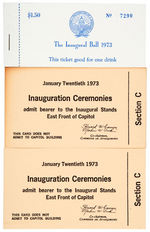 "RICHARD NIXON" AUTOGRAPH ON COMPLETE TICKET TO HIS INAUGURAL BALL AND MORE.