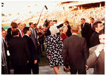 GEORGE BUSH WITH QUEEN ELIZABETH AT ORIOLES MEMORIAL STADIUM SIGNED PHOTO.