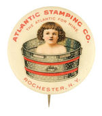 CHILD IN "ATLANTIC" WASH TUB 1900-1912 BUTTON.