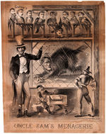 "UNCLE SAM'S MENAGERIE" PRINT WITH UNCLE SAM, JEFF DAVIS, & "GALLOW'S BIRDS."