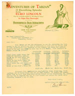 "ADVENTURES OF TARZAN" ELMO LINCOLN THEATER BOOKING LETTERHEAD.