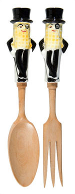 MR. PEANUT BOXED FIGURAL SALAD FORK AND SPOON SET.