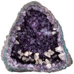 LARGE AMETHYST GEODE WITH DOGTOOTH CALCITE CRYSTALS.