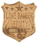 "LONE RANGER DEPUTY" PREMIUM BADGE & CHEERIOS CEREAL BOX WITH PREMIUM OFFERS.