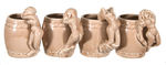 FULL CASE OF 12 GLAZED CERAMIC FIGURAL PIN-UP MINIATURE MUGS.