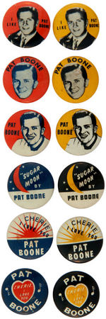 PAT BOONE GROUP OF TWELVE 1950s BUTTONS.