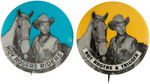 ROY ROGERS AND TRIGGER QUARTET OF BUTTONS WITH THREE BEING 1950s CLUB MEMBER BUTTONS.