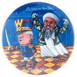 OSAMA AS "THE NUTCRACKER 2005" RAT STALKING SOLDIER GEORGE BUSH LIMITED EDITION  BUTTON.