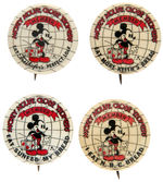 “MICKEY MOUSE GLOBE TROTTERS” FOUR BUTTONS FROM SPONSORING BREAD COMPANIES.