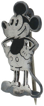 “STERLING” SMALL FIGURAL EARLY 1930s SILVER BRASS AND ENAMEL MICKEY MOUSE PIN.