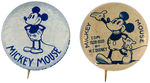 “MICKEY MOUSE” SCARCE PAIR OF C. 1930 LITHO TIN BUTTONS.