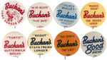 “BUCHAN’S LONE RANGER LOAF” GROUP OF EIGHT SCARCE BREAD ADVERTISING BUTTONS.