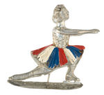 "SONJA HENIE" WHITE METAL AND RHINESTONE FIGURAL PIN FROM LATE 1930s.