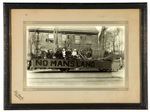 WWI “NO MAN’S LAND” ELABORATE PARADE FLOAT FRAMED REAL PHOTO.