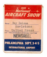 "NEWSREEL" PHOTOGRAPHERS BADGE FOR "1955 NATIONAL AIRCRAFT SHOW."