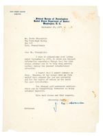 FBI DIRECTOR J. EDGAR HOOVER 1939 SIGNED LETTER ON INTERNATIONAL SITUATION.