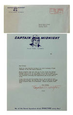 "CAPTAIN MIDNIGHT" 1957 SECRET SQUADRON REJECTION NOTICE.