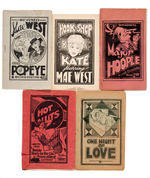 MAE WEST/POPEYE/ MAJOR HOOPLE INCLUDED IN LOT OF FIVE 16-PAGERS.