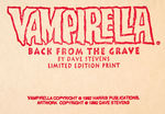 DAVE STEVENS SIGNED & FRAMED VAMPIRELLA "BACK FROM THE GRAVE" PRINT.