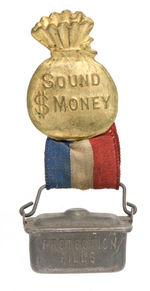 McKINLEY FIGURAL DINNER PAIL BADGE FROM THE PHILIP G. STRAUS COLLECTION.