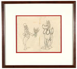 “HOW TO RIDE A HORSE” FRAMED GOOFY CARTOON PRODUCTION DRAWINGS PAIR.