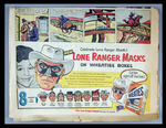 LONE RANGER MASK SET WITH FULL CHEERIOS BOX AND NEWSPAPER AD.