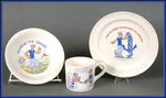 "POPEYE THE SAILOR" THREE-PIECE CERAMIC DISH SET.