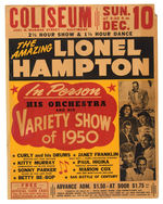 “THE AMAZING LIONEL HAMPTON VARIETY SHOW OF 1950" POSTER.