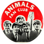 "ANIMALS FAN CLUB" RARE 1960s BUTTON.