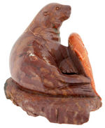 OREGON OPAL CARVED SEAL & SALMON STATUARY.