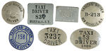 "TAXI DRIVER" GROUP OF SEVEN BADGES.