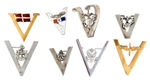 EIGHT "V" VICTORY PINS, ONE IN 9 KARAT GOLD AND THE REST ALL "STERLING."