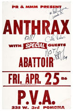 ANTHRAX SIGNED CONCERT POSTER.