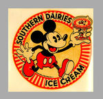 "MICKEY MOUSE SOUTHERN DAIRIES ICE CREAM" RARE DECAL.