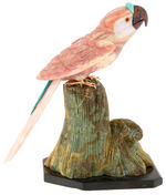 PINK ANDEAN OPAL CARVED PARROT STATUARY.