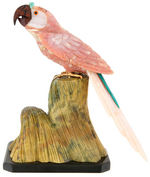 PINK ANDEAN OPAL CARVED PARROT STATUARY.