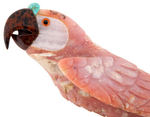 PINK ANDEAN OPAL CARVED PARROT STATUARY.